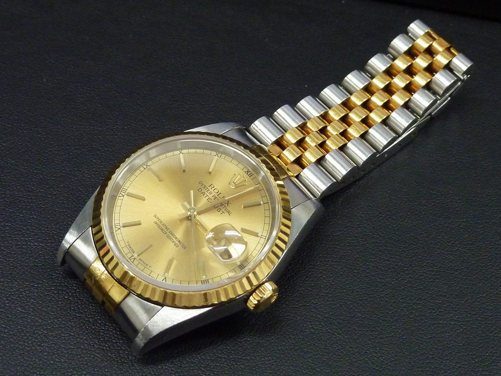 査定したロレックス デイトジャストのジュビリーブレスレットとフルーテッドベゼル
